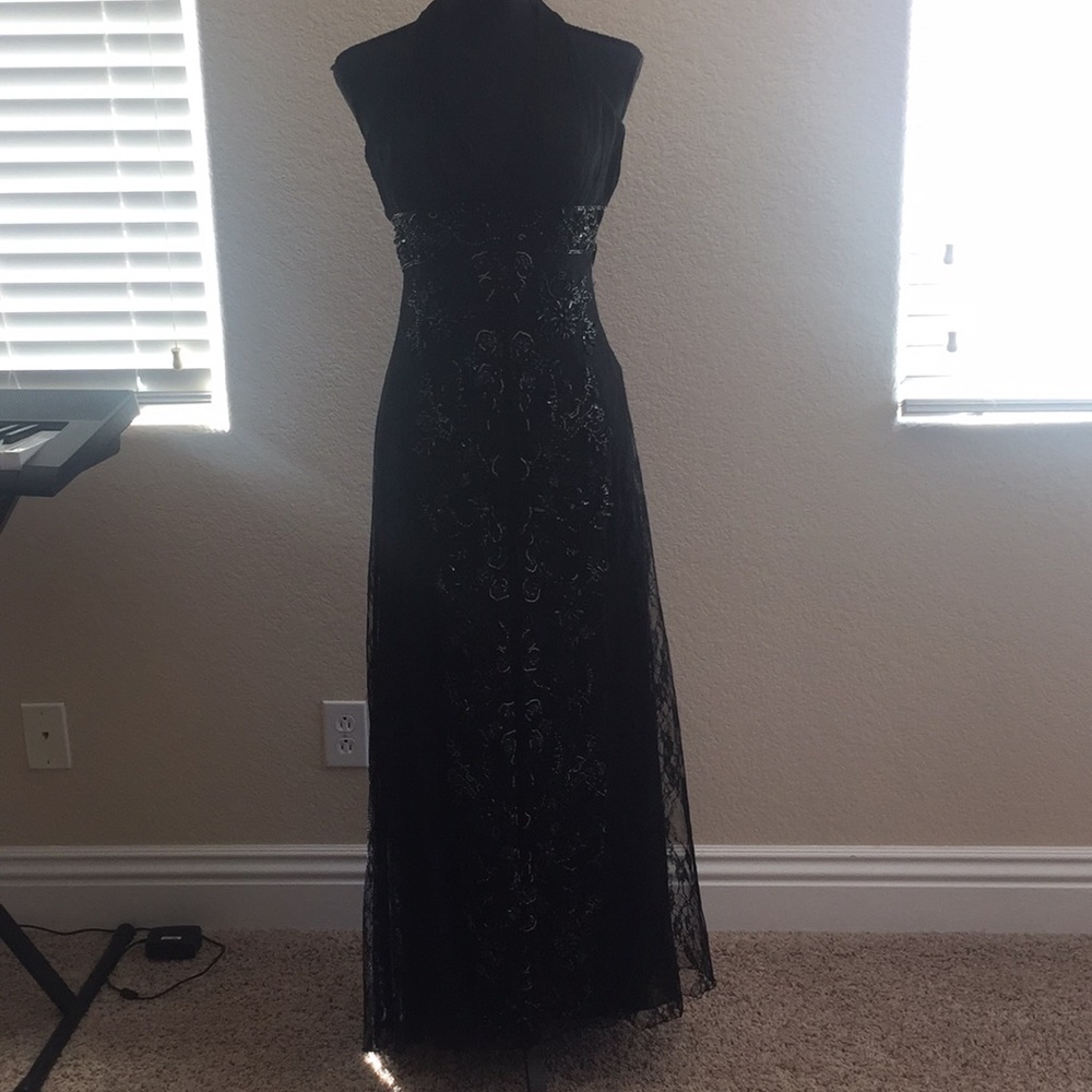Formal Black Beaded Evening Gown